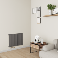 Eco Eleganza Anthracite Horizontal Flat Designer Aluminium Radiator 600x750mm Single Panel 2302 BTU