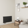 Eco Eleganza Midnight Black Horizontal Flat Designer Aluminium Radiator 600x975mm Single Panel 2992 BTU