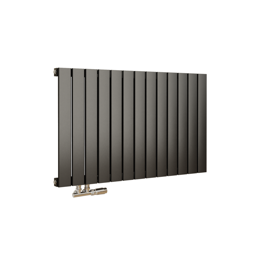 Eco Eleganza Midnight Black Horizontal Flat Designer Aluminium Radiator 600x975mm Single Panel 2992 BTU