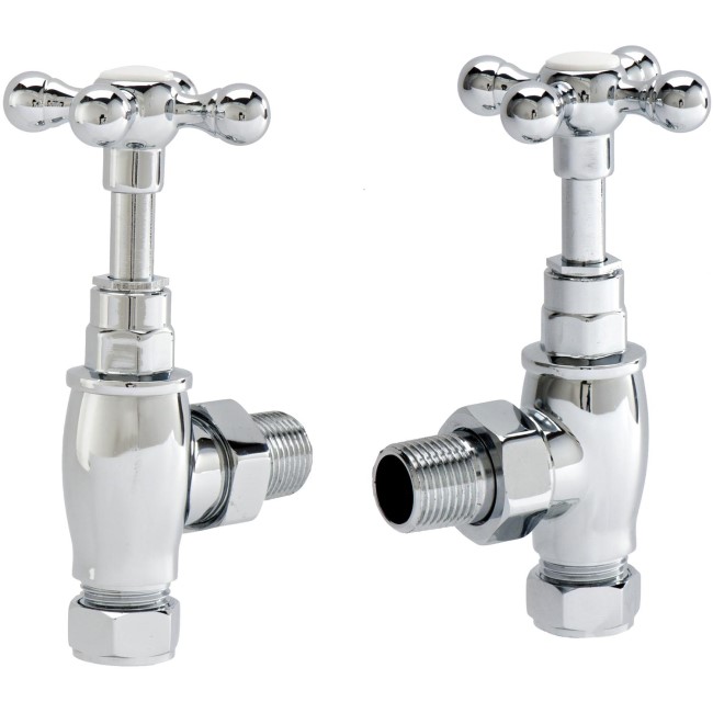 Pair of Angle Cross Head Traditional Radiator Valves