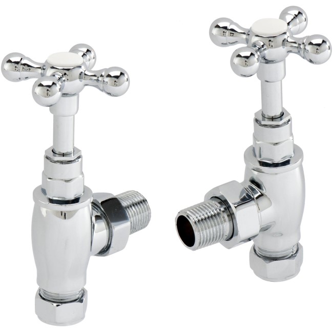 Pair of Angle Cross Head Traditional Radiator Valves