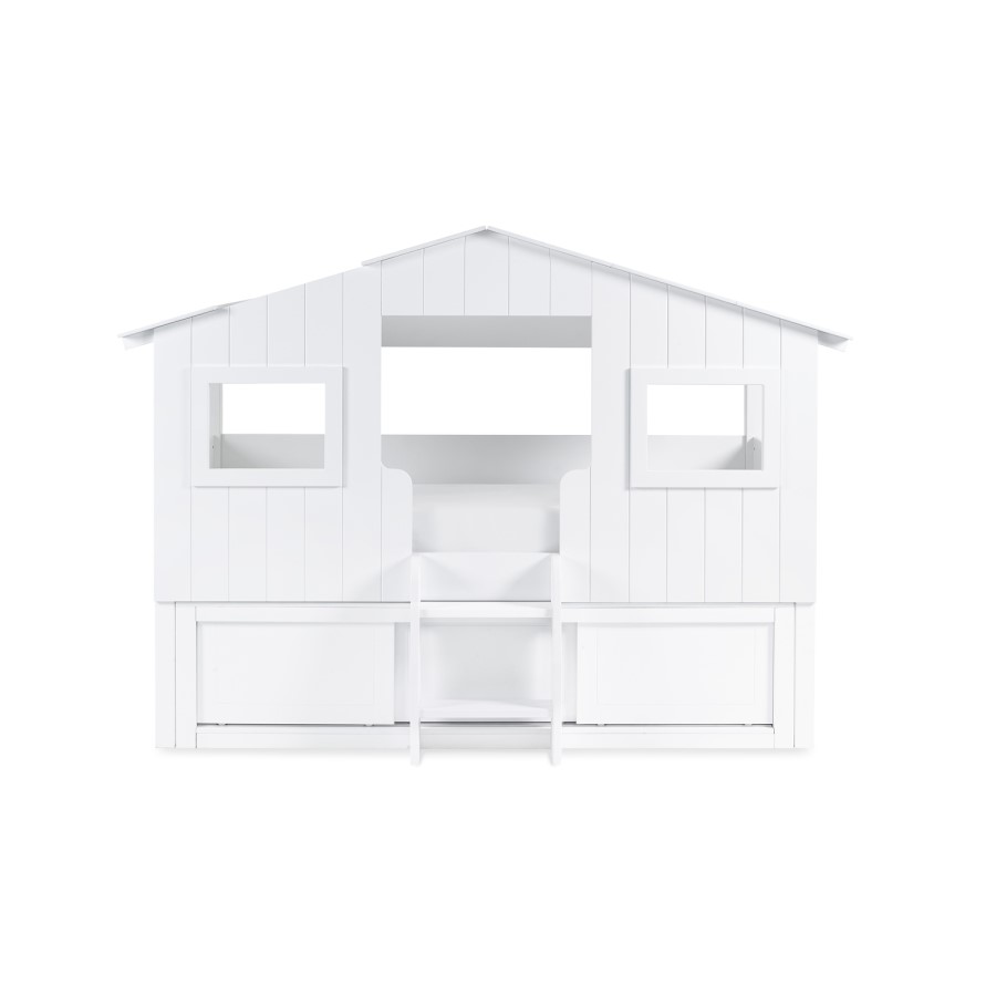 White Mid Sleeper House Bed with Storage Unit - Acorn