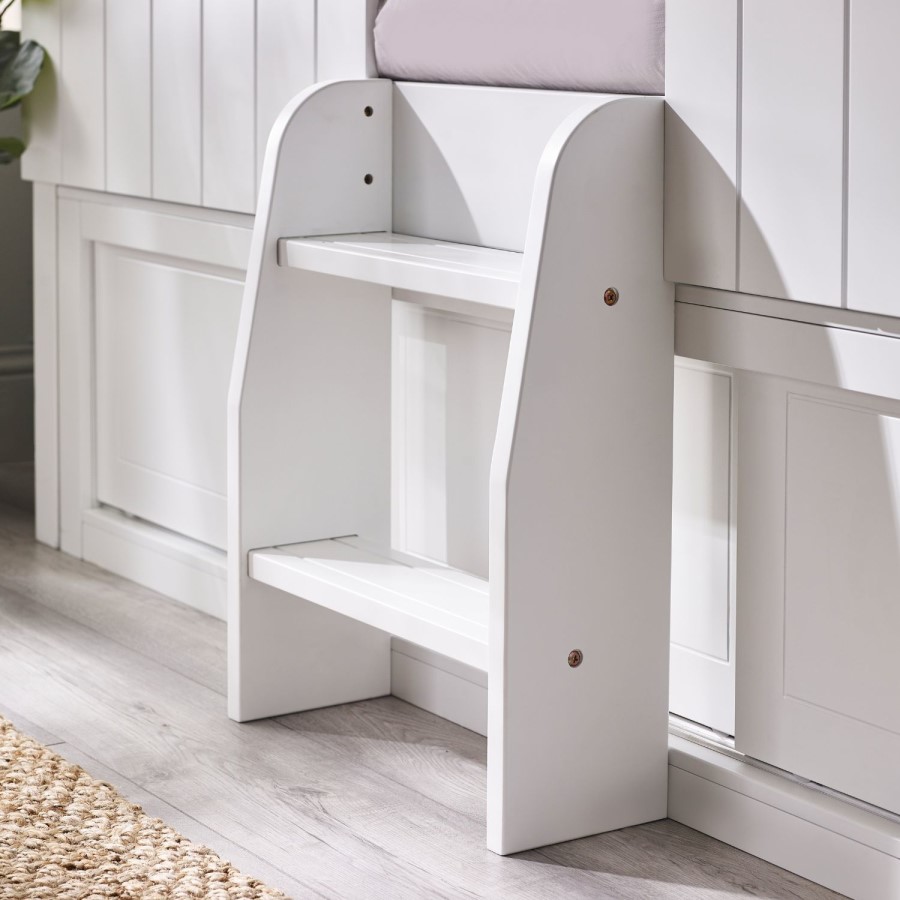 White Mid Sleeper House Bed with Storage Unit - Acorn