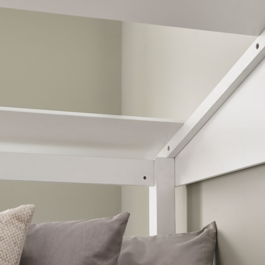 White Mid Sleeper House Bed with Storage Unit - Acorn