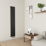 Eco Eleganza Midnight Black Vertical Flat Designer Aluminium Radiator 1800x300mm Single Panel 2258 BTU