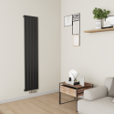 ACVS5-1800-BCF Eco Eleganza Midnight Black Vertical Flat Aluminium Middle Connection Radiator 1800x375mm Single Panel 2823 BTU