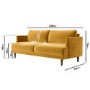 3 Seater Sofa in Mustard Velvet - Addison