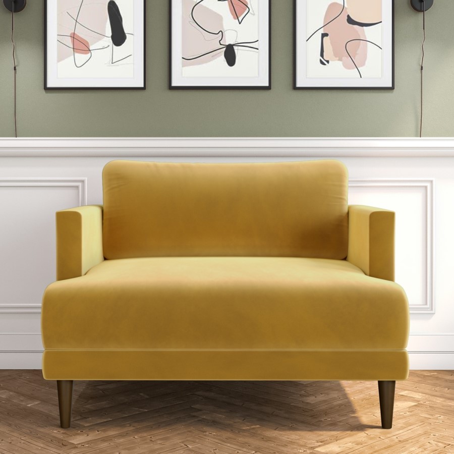 Mustard Velvet Loveseat Armchair - Addison 