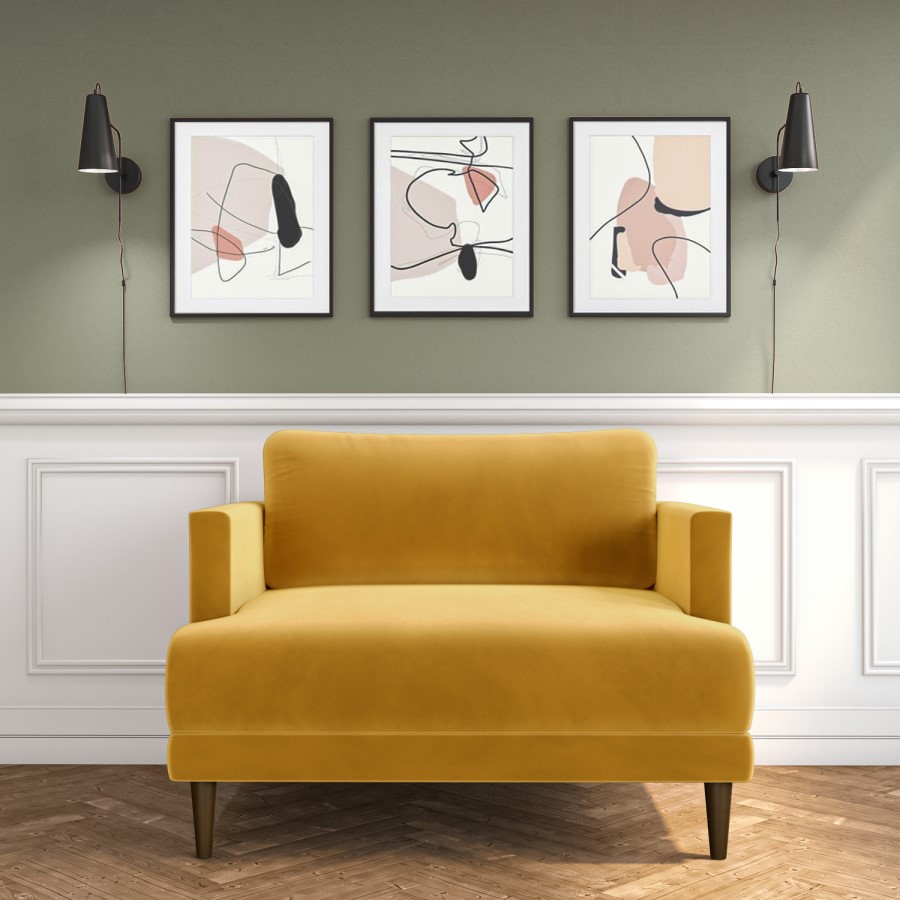 Mustard Velvet Loveseat Armchair - Addison 