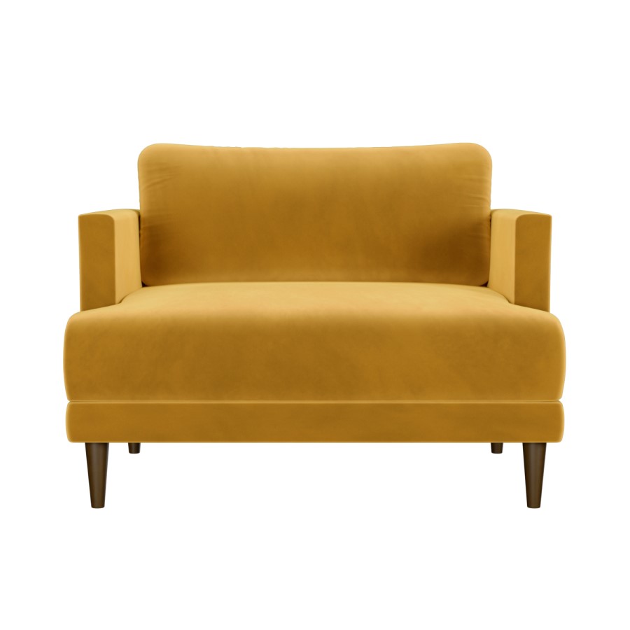 Mustard Velvet Loveseat Armchair - Addison 