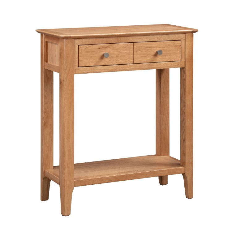 GRADE A1 - Narrow Solid Oak Console Table with Drawers - Adeline