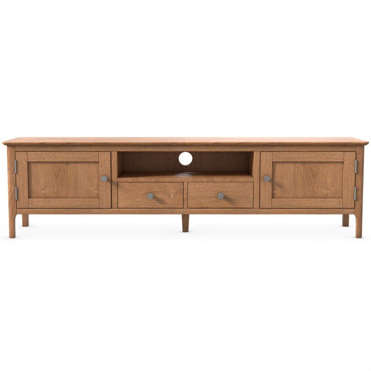 Wide Solid Oak TV Stand with Storage - TV's up to 77" - Adeline