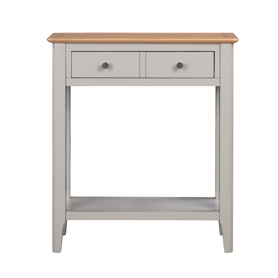 GRADE A2 - Narrow Grey Painted and Oak Console Table with Drawers - Adeline