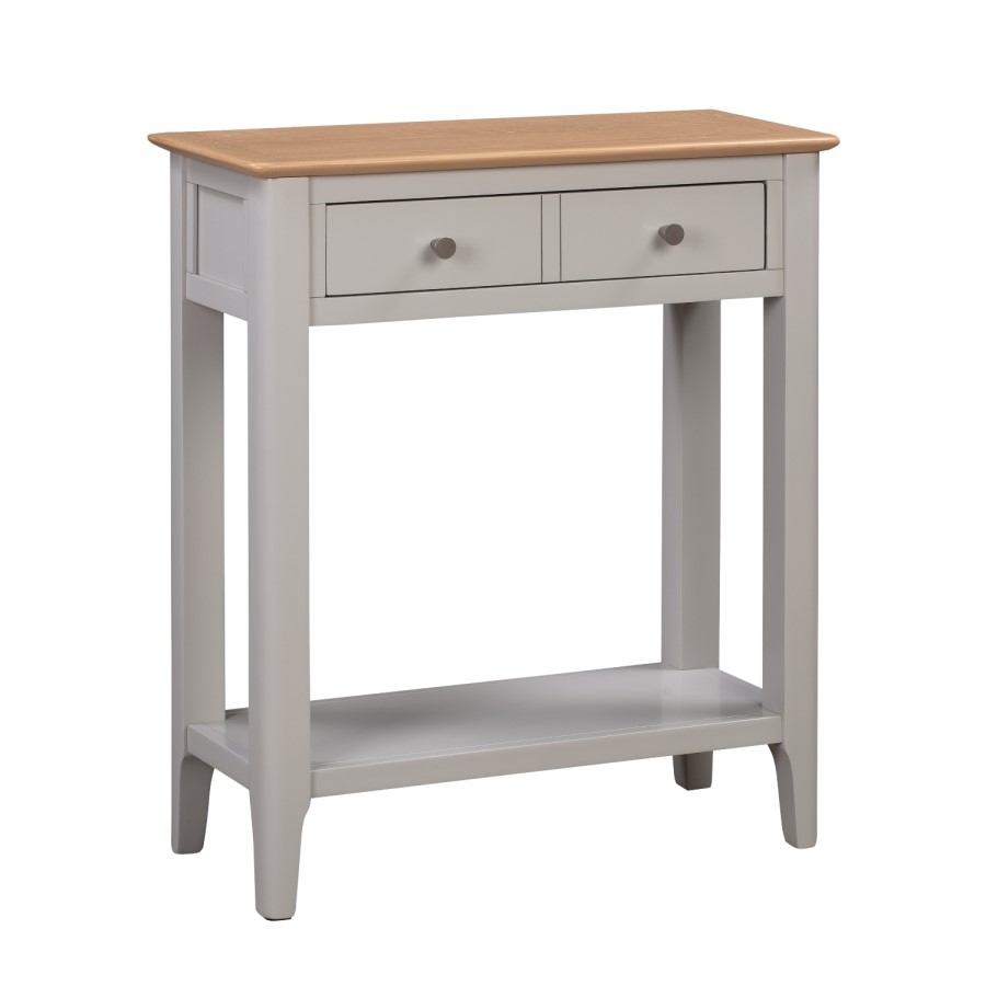 GRADE A2 - Narrow Grey Painted and Oak Console Table with Drawers - Adeline