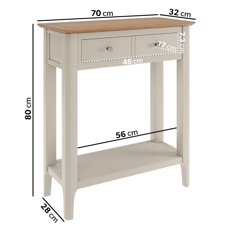 Narrow Dove Grey and Oak Console Table with 1 Drawer - Adeline