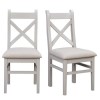 GRADE A1 - Pair of Grey Paint Finish Dining Chairs with Fabric Seats - Adeline