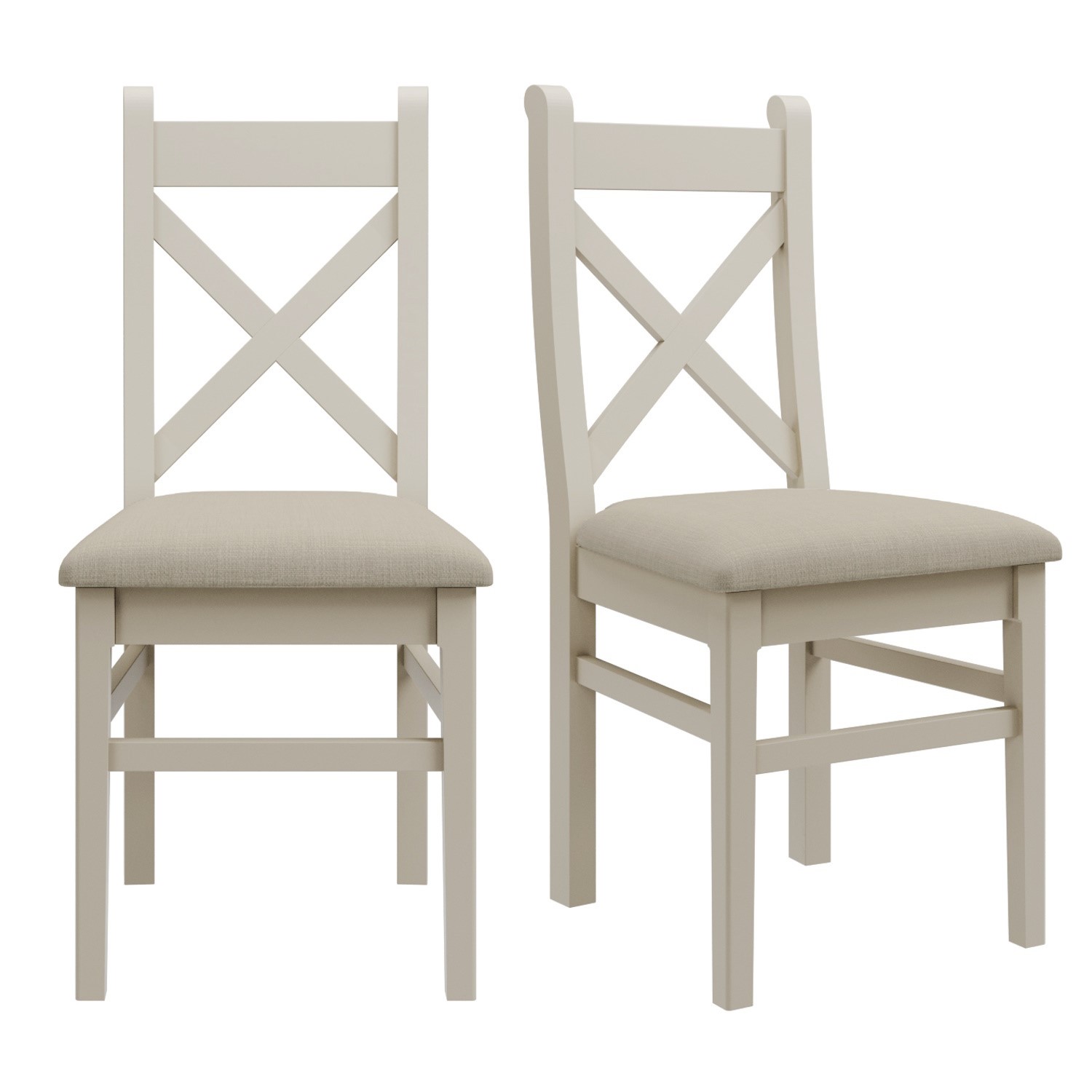 Pair Of Grey Paint Finish Dining Chairs With Fabric Seats Adeline Furniture123