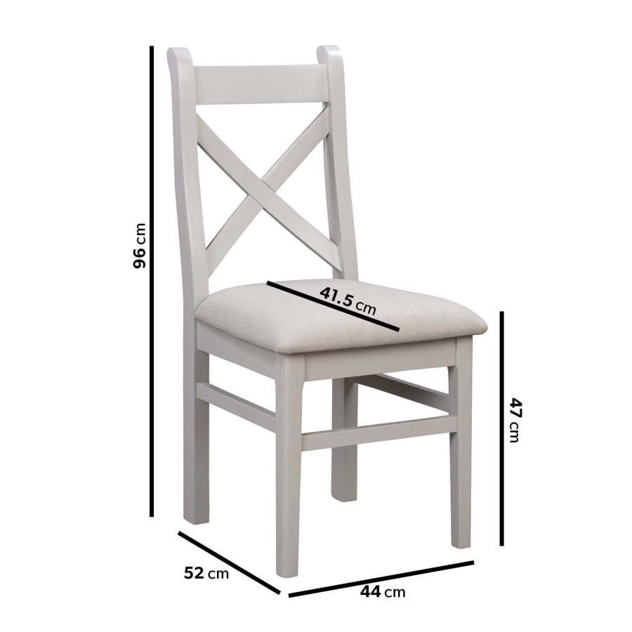 GRADE A2 - Pair of Grey Paint Finish Dining Chairs with Fabric Seats - Adeline
