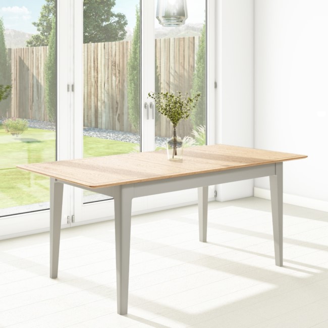 GRADE A1 - Large Grey Extendable Dining Table with Solid Oak Top - Seats 6 - Adeline