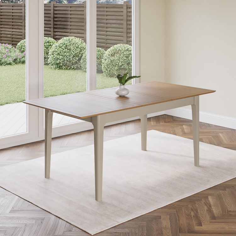 Large Dove Grey Extendable Dining Table with Solid Oak Top - Seats 4 - 6 - Adeline