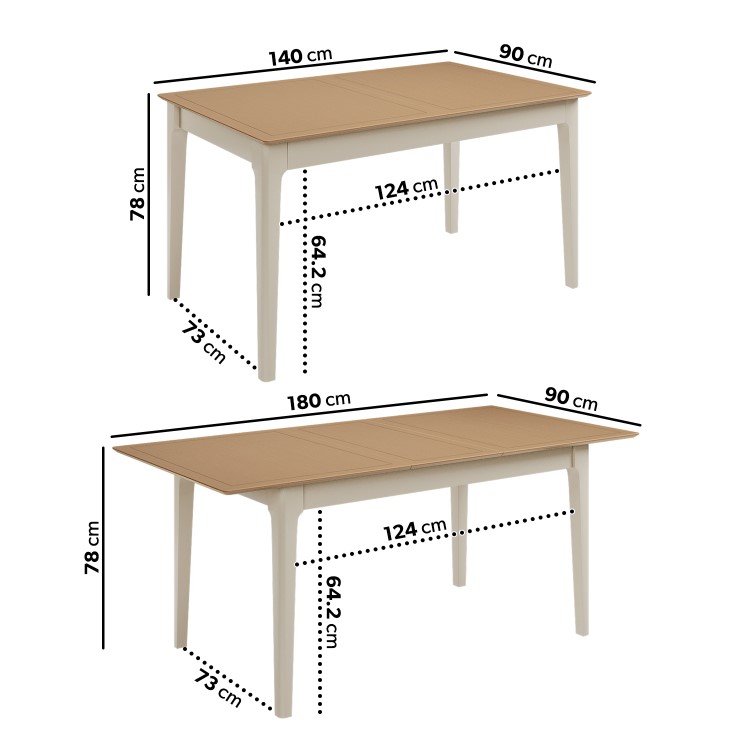 Large Dove Grey Extendable Dining Table with Solid Oak Top - Seats 4 - 6 - Adeline