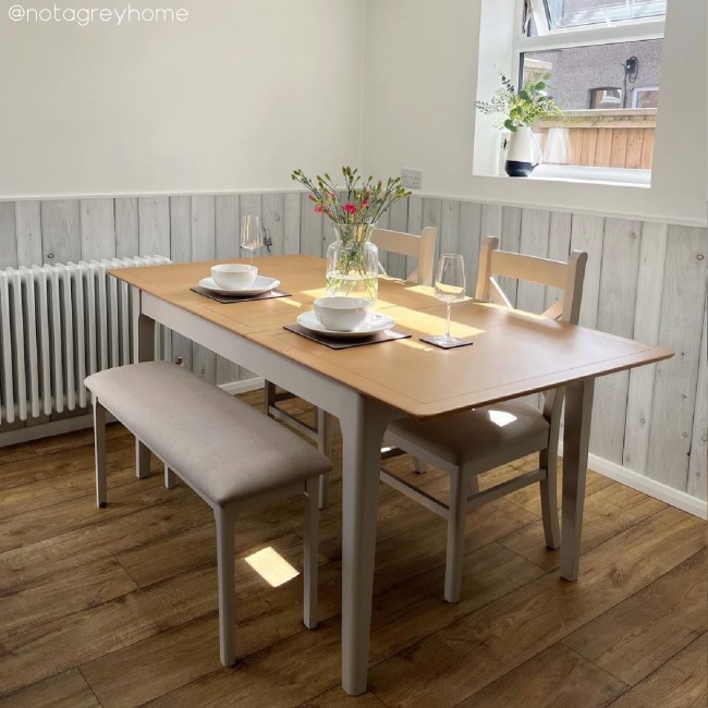 GRADE A1 - Large Grey Extendable Dining Table with Solid Oak Top - Seats 6 - Adeline