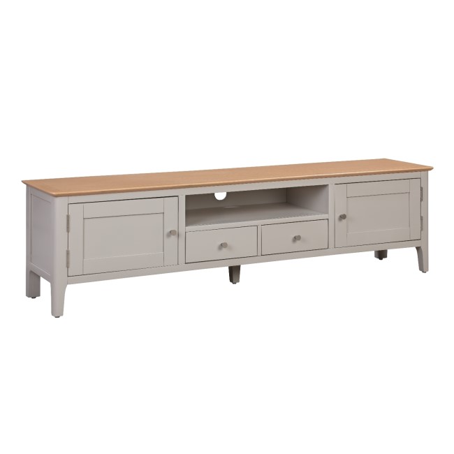 GRADE A2 - Large Grey Painted Solid Wood TV Unit - TV's up to 77" - Adeline