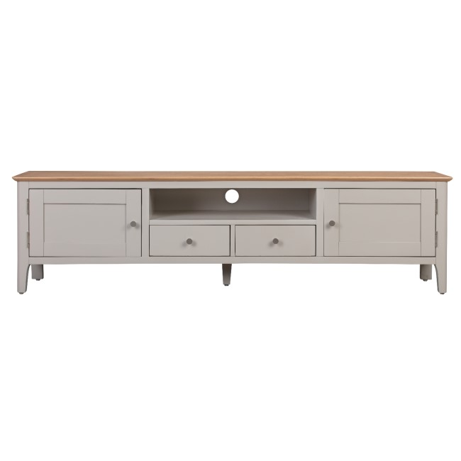 GRADE A2 - Large Grey Painted Solid Wood TV Unit - TV's up to 77" - Adeline