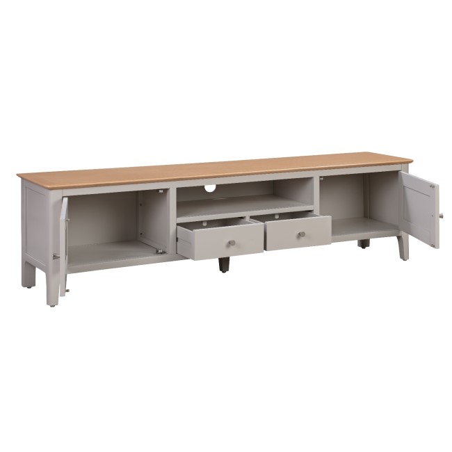 GRADE A2 - Large Grey Painted Solid Wood TV Unit - TV's up to 77" - Adeline