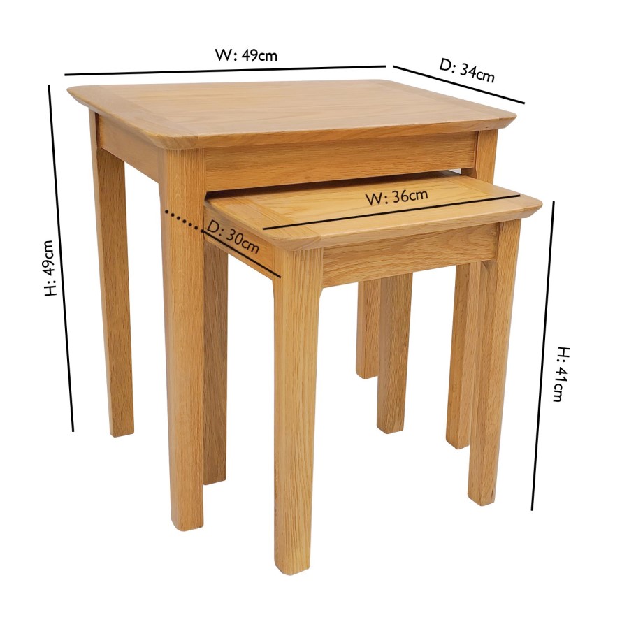 GRADE A1 - Set of 2 Solid Oak Side Tables - Adeline