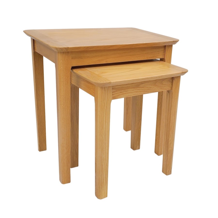 GRADE A1 - Set of 2 Solid Oak Side Tables - Adeline