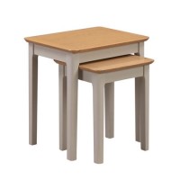 Grey and Oak Nest of 2 Side Tables - Adeline