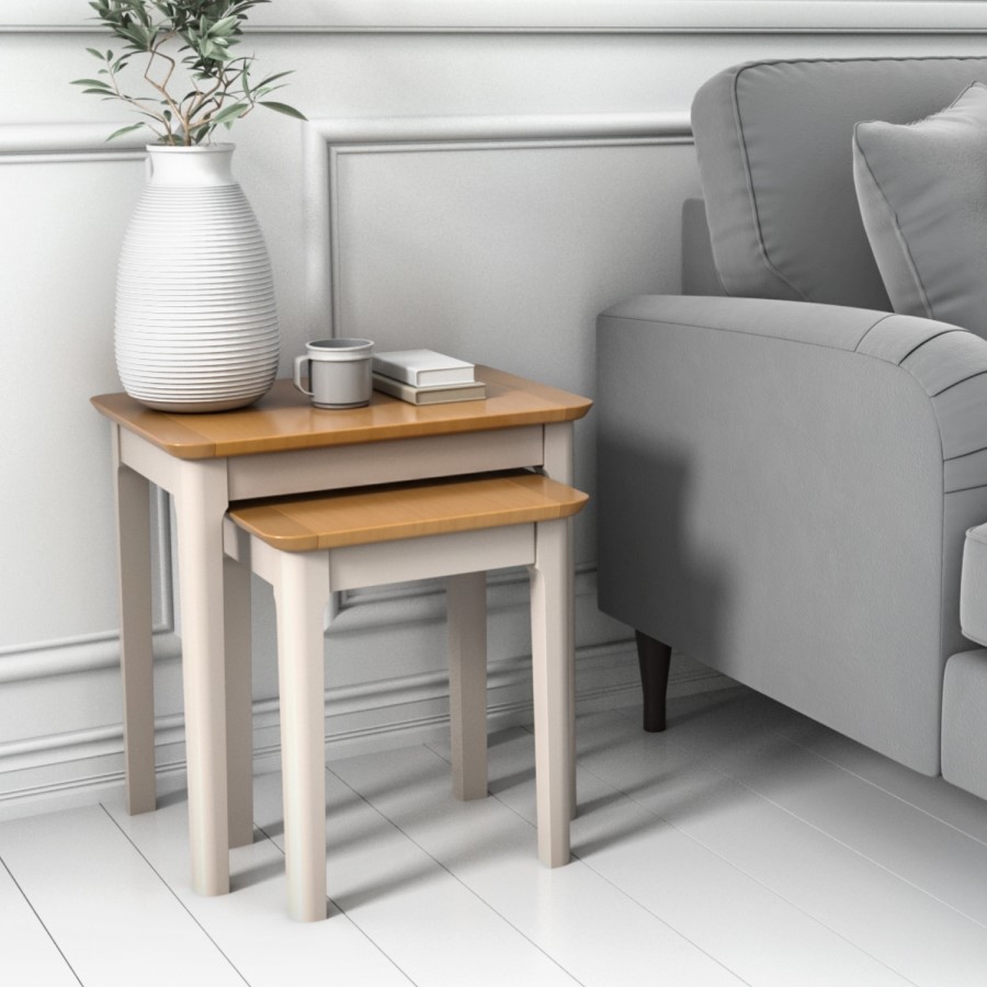 Grey and Oak Nest of 2 Side Tables - Adeline