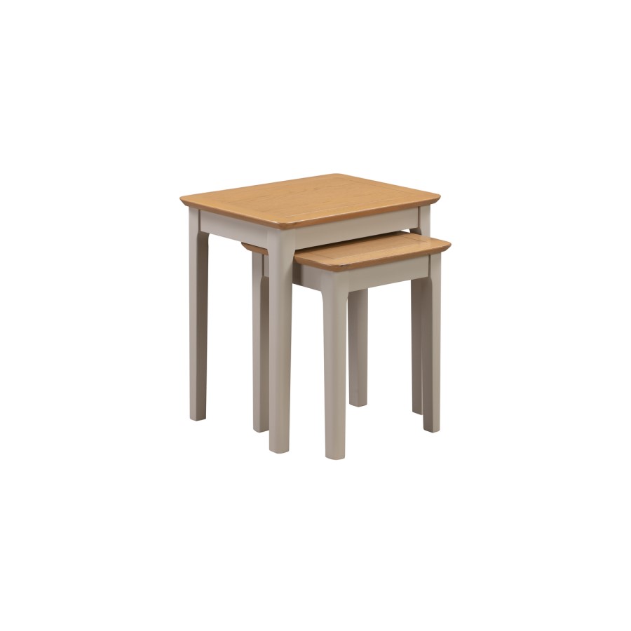 GRADE A1 - Set of 2 Nesting Tables in Grey & Oak - Adeline