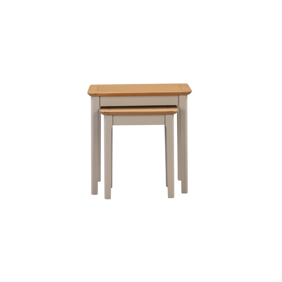 GRADE A1 - Set of 2 Nesting Tables in Grey & Oak - Adeline