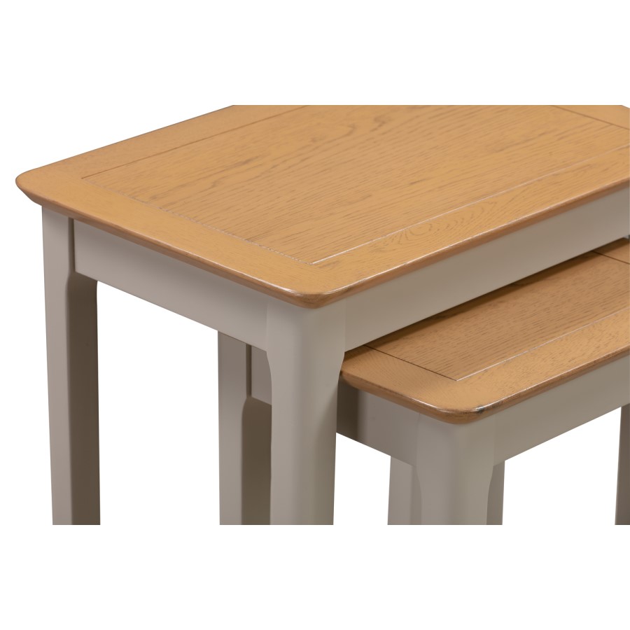 GRADE A1 - Set of 2 Nesting Tables in Grey & Oak - Adeline
