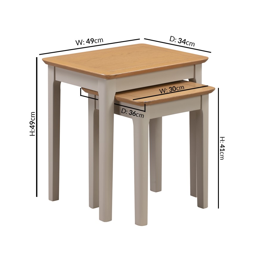 Grey and Oak Nest of 2 Side Tables - Adeline