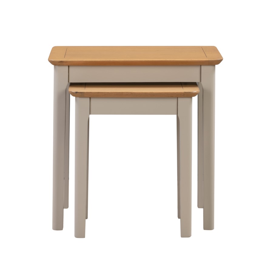 Grey and Oak Nest of 2 Side Tables - Adeline