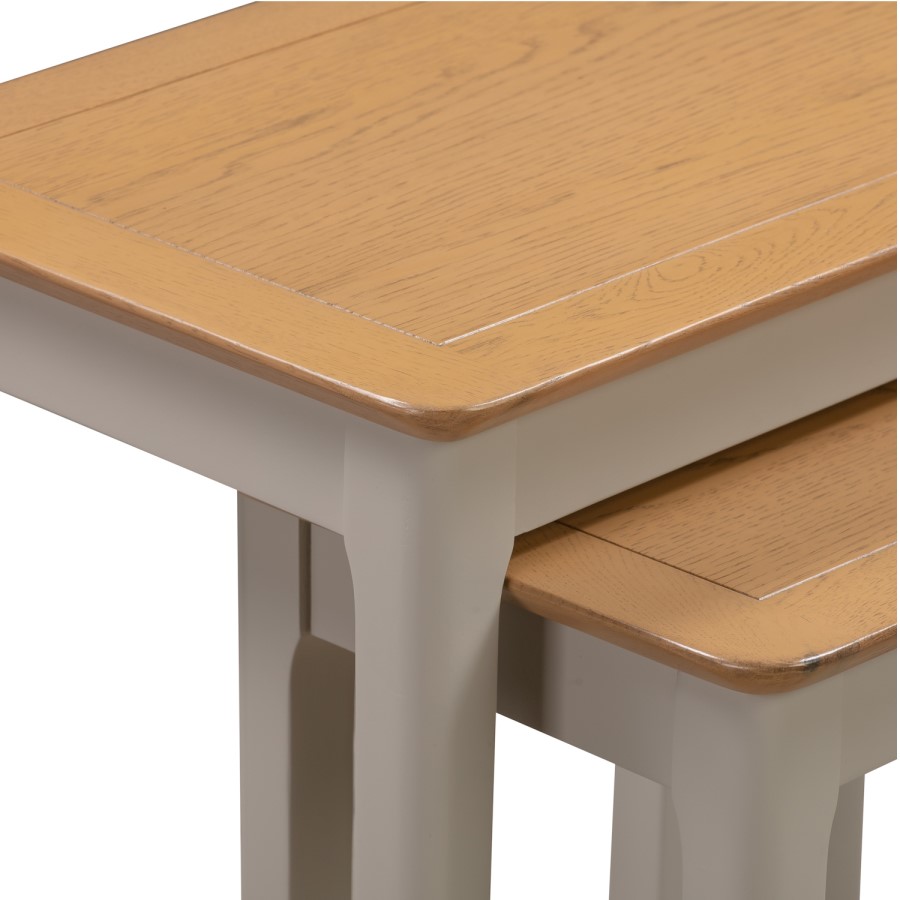 Grey and Oak Nest of 2 Side Tables - Adeline