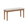 GRADE A1 - Solid Oak Dining Bench with Fabric Upholstered Seat - Seats 2 - Adeline