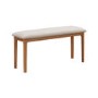 Solid Oak Dining Bench with Fabric Upholstered Seat - Seats 2 - Adeline