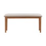 Solid Oak Dining Bench with Fabric Upholstered Seat - Seats 2 - Adeline