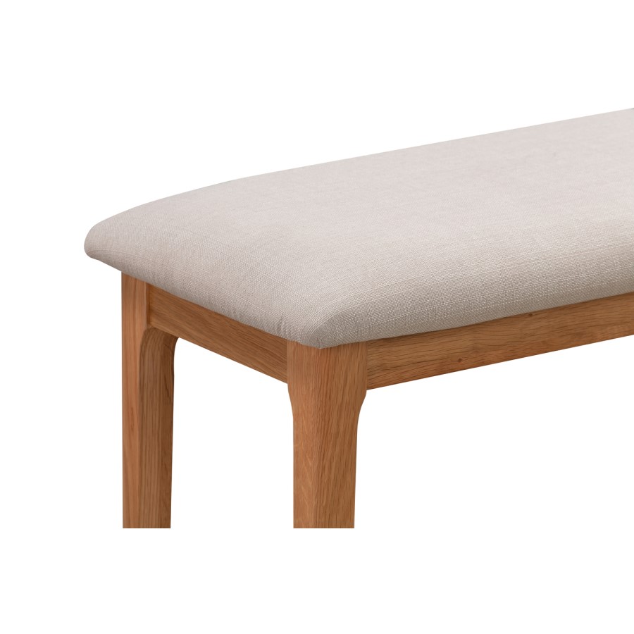 Solid Oak Dining Bench with Fabric Upholstered Seat - Seats 2 - Adeline