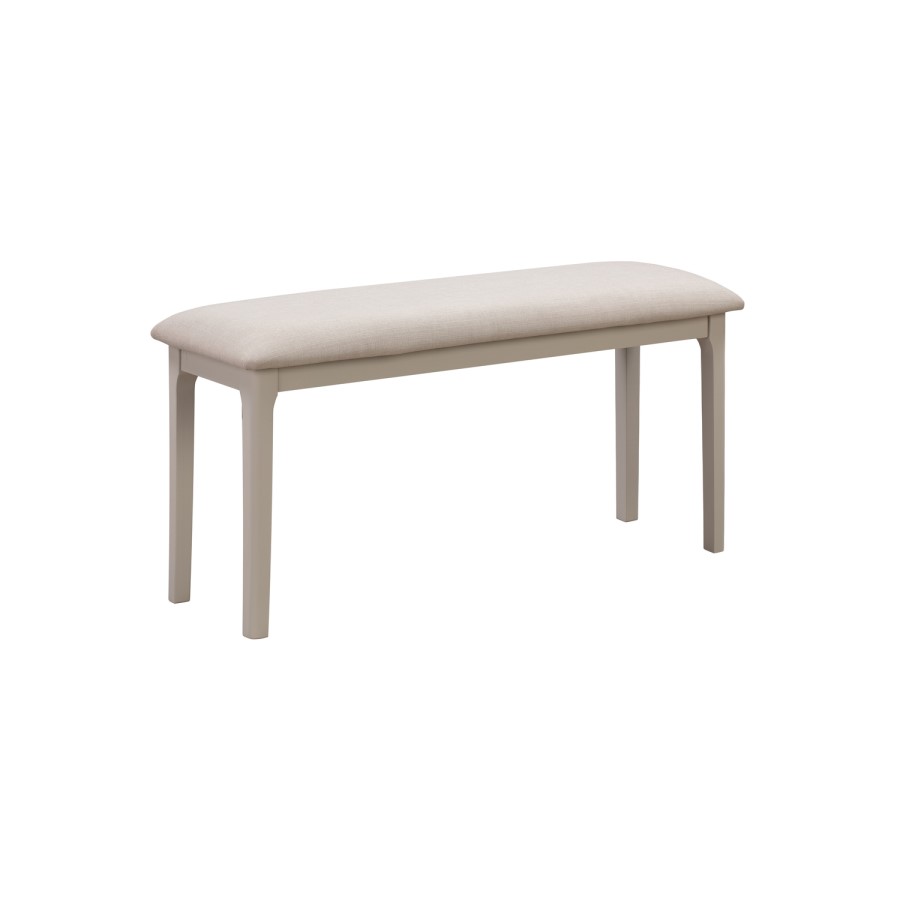 GRADE A2 - Grey Painted Dining Bench with Fabric Upholstered Seat - Seats 2 - Adeline