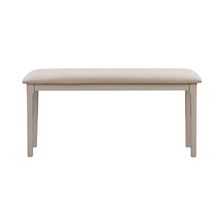 GRADE A2 - Grey Painted Dining Bench with Fabric Upholstered Seat - Seats 2 - Adeline
