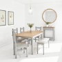 GRADE A2 - Grey Painted Dining Bench with Fabric Upholstered Seat - Seats 2 - Adeline