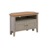 GRADE A2 - Corner TV Unit in Grey and Solid Oak with Storage - Adeline