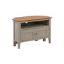 GRADE A1 - Corner TV Unit in Grey and Solid Oak with Storage - Adeline