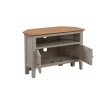 Corner TV Unit in Grey and Solid Oak with Storage - TV&#39;s up to 32&quot; - Adeline