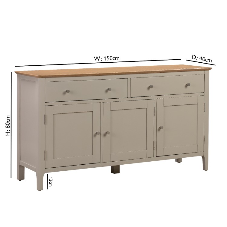 Large Grey & Oak Sideboard with Storage - Adeline